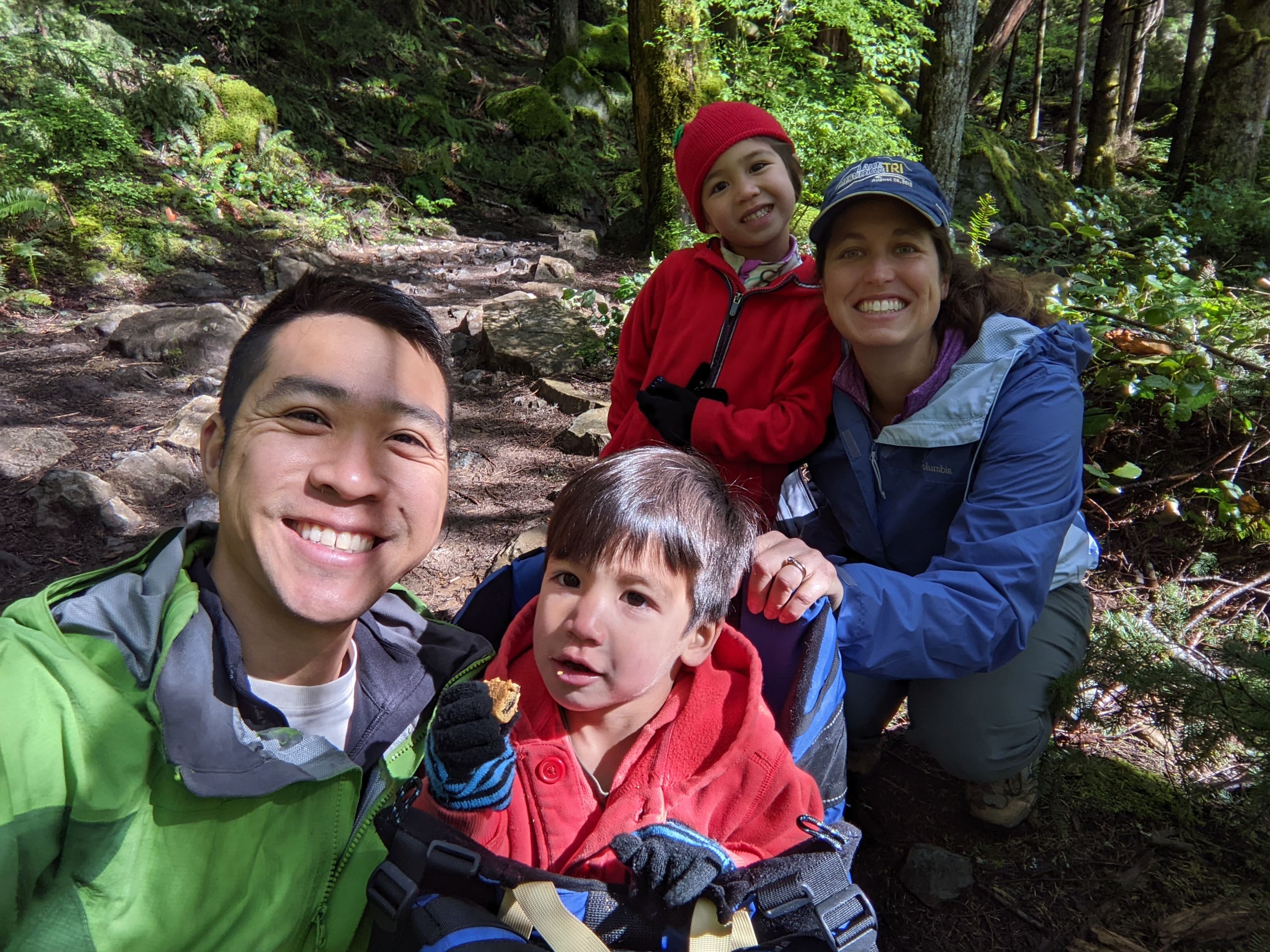 Family picture on hiking trail