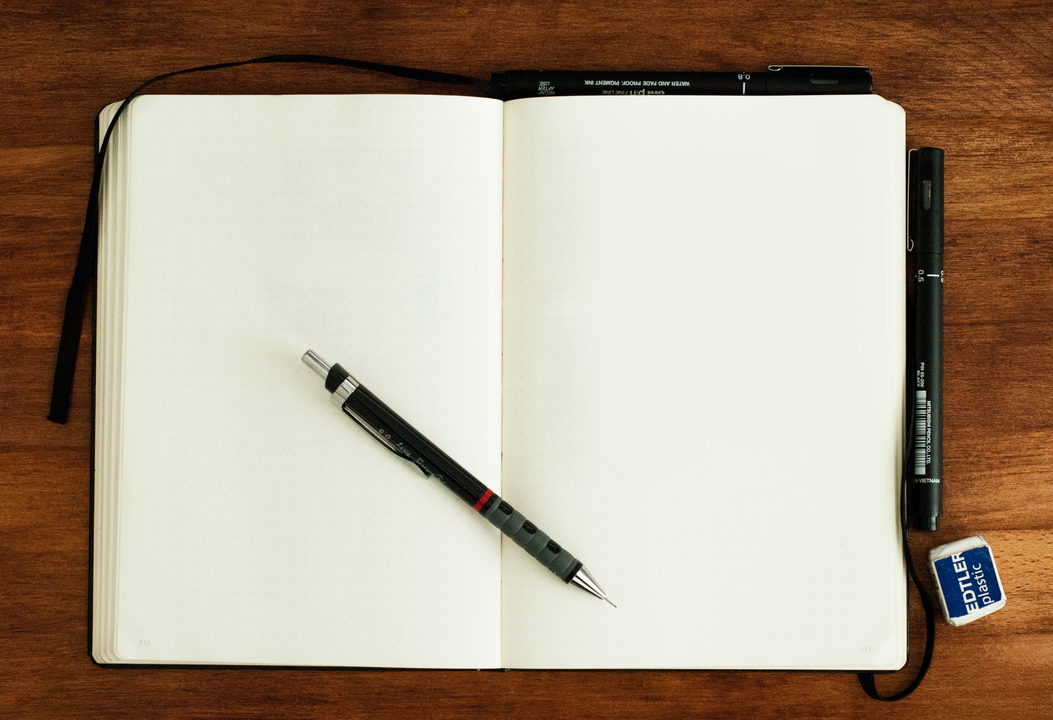 open, blank notebook